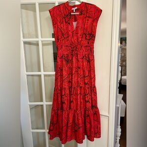 Derek Lam 10 Crosby Red Fatima A-Line Midi Dress size 10